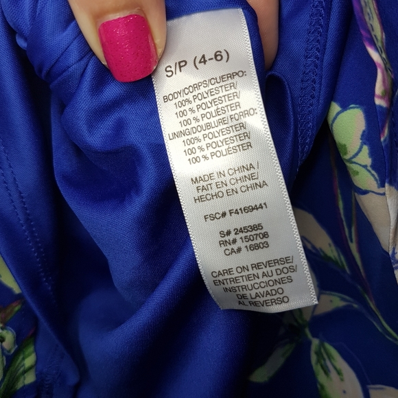 Signature Collection Blue Floral Print Jill Dress Size Small - Picture 3 of 11